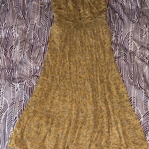 Elegant Floral Gold Yellow Dress